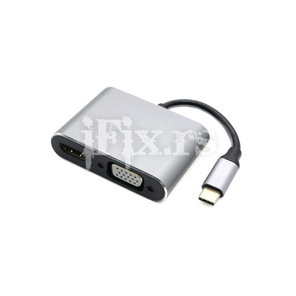 Hub USB-C na HDMI + VGA + USB-C + USB 3.0 (4 u 1)