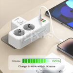 EU lopov | adapter 2 uticnice 2500W + 2xUSB QC3.0 18W + USB-C PD 20W Ldnio SE2337 - Slika 6