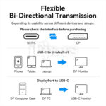 Dvosmerni USB-C na DisplayPort kabl 8K/60Hz Kettz TC-K860 2m - Slika 5