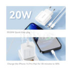Set adapter + USB-C na Lightning kabl 1m PD 20W Essager EFJB02-XBL02-T za iPhone - Slika 5