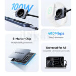 2u1 100W magnetni kabl USB-C na USB-C za Appple Watch i iPhone 17/16/15/14 - Slika 12
